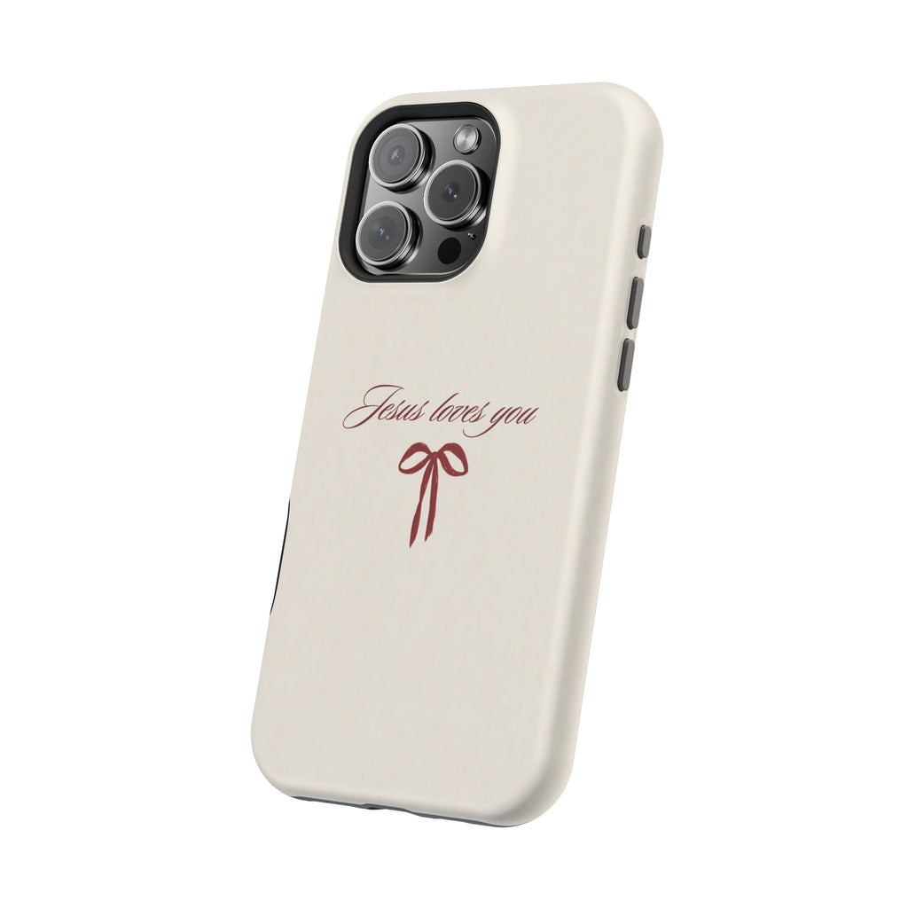 Jesus Loves You Velvet Ribbon MagSafe Phone Case