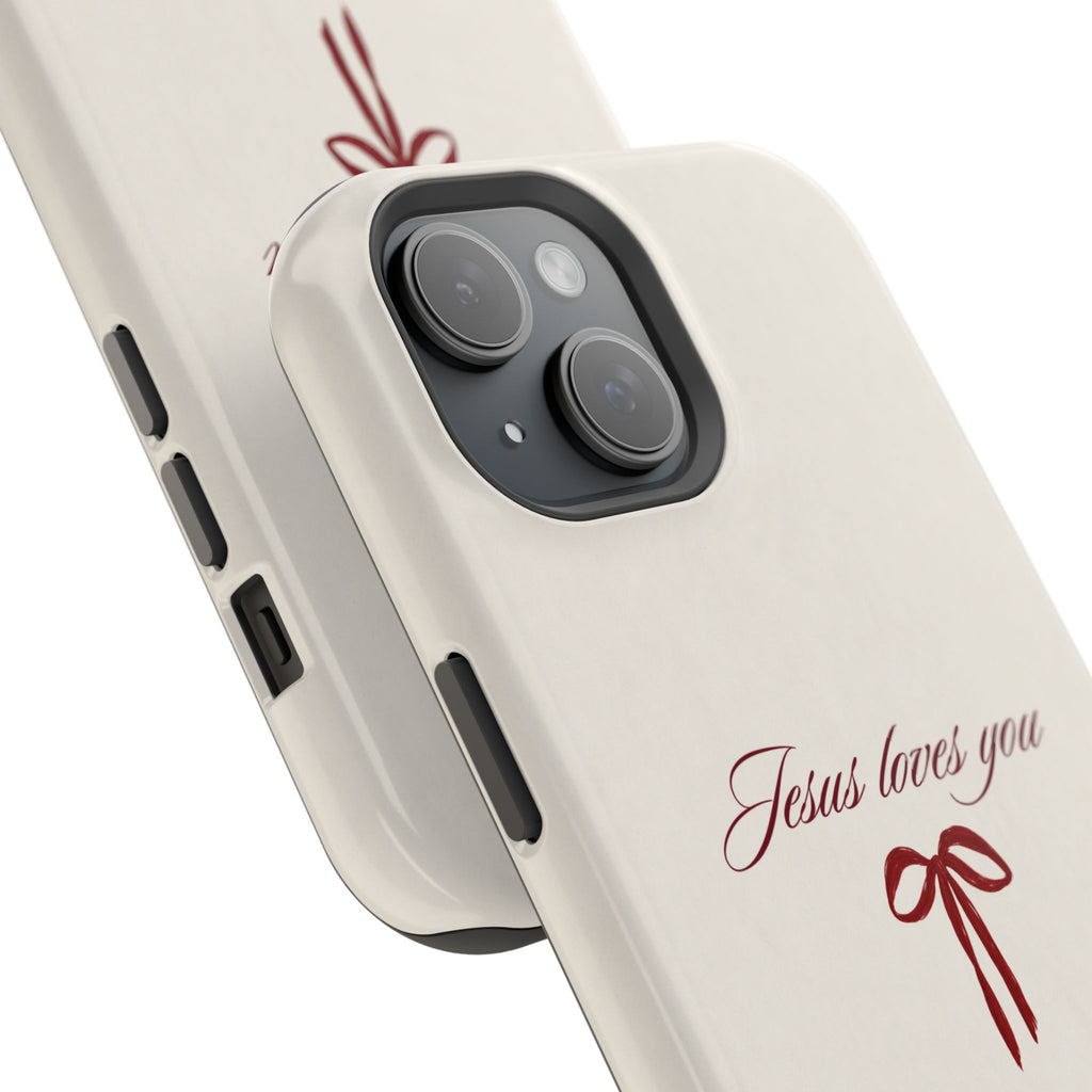 Jesus Loves You Velvet Ribbon MagSafe Phone Case