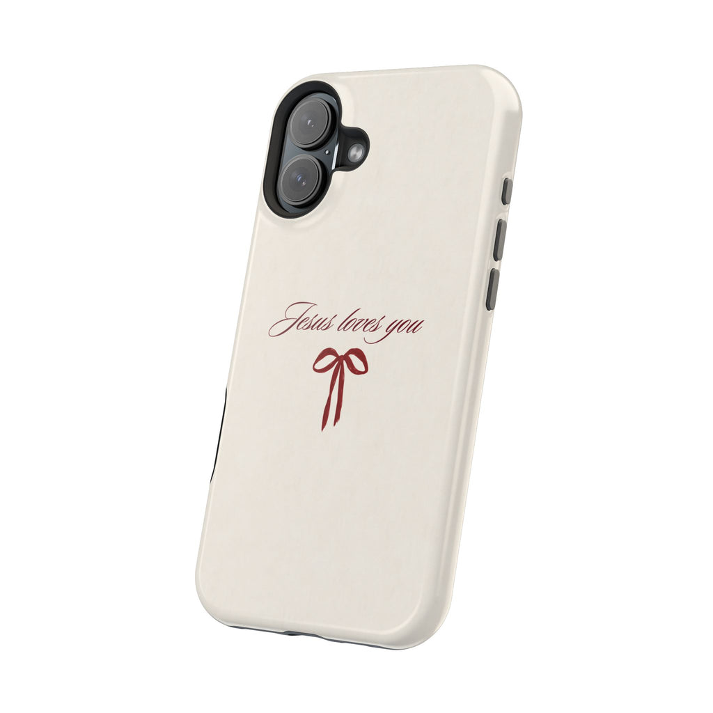 Jesus Loves You Velvet Ribbon MagSafe Phone Case