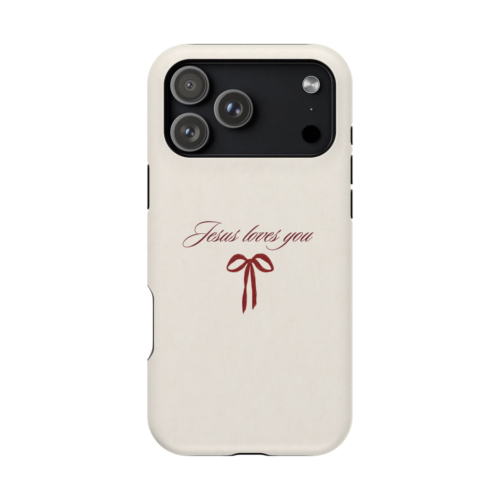 Jesus Loves You Velvet Ribbon MagSafe Phone Case